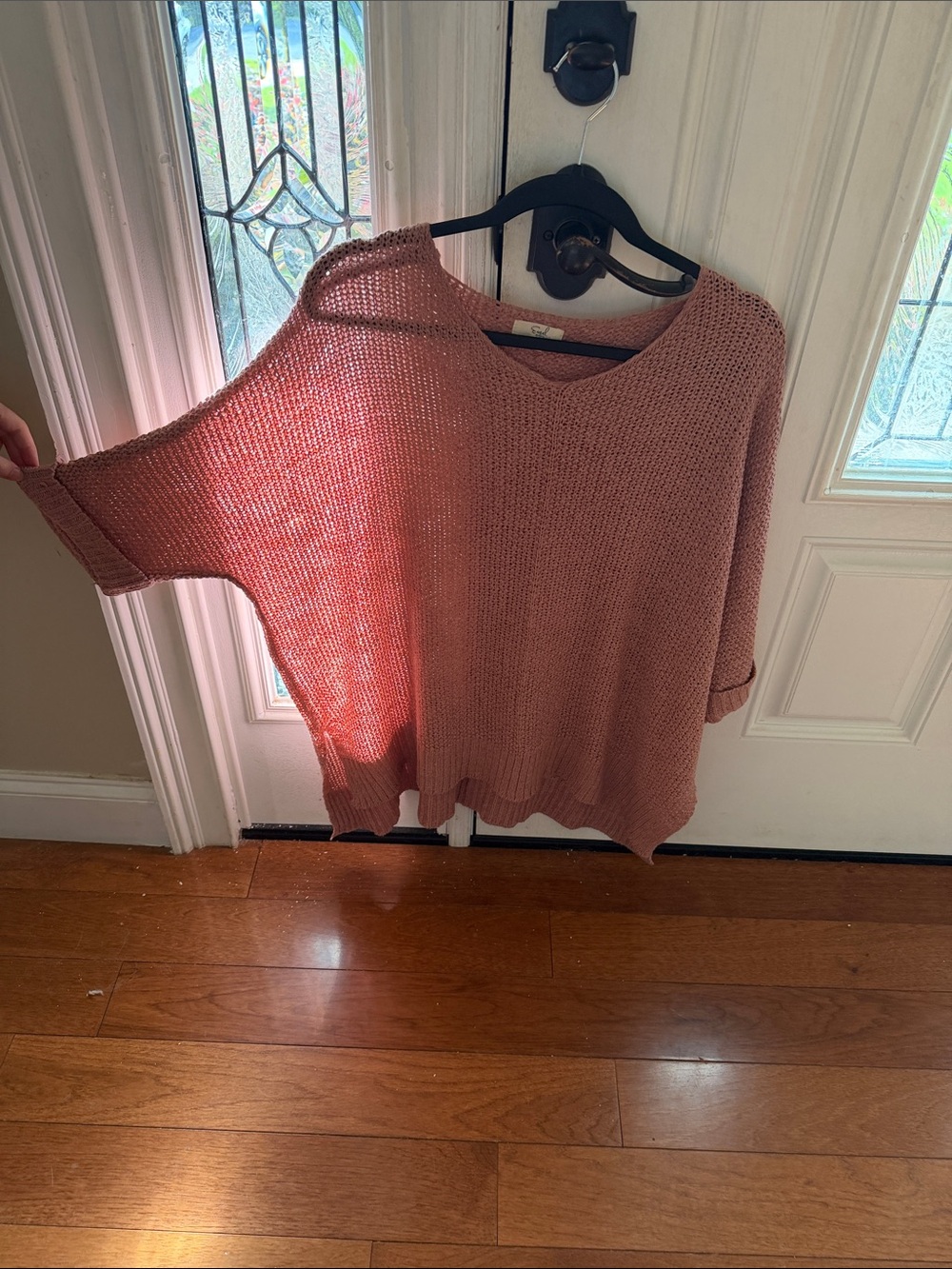 easel Dusty Rose Scoop Neck Knit Sweater